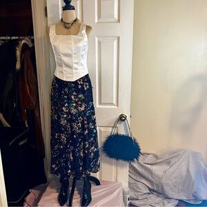 Lapis Women’s Floral Polka Dot Boho Midi‎ Skirt Size Medium